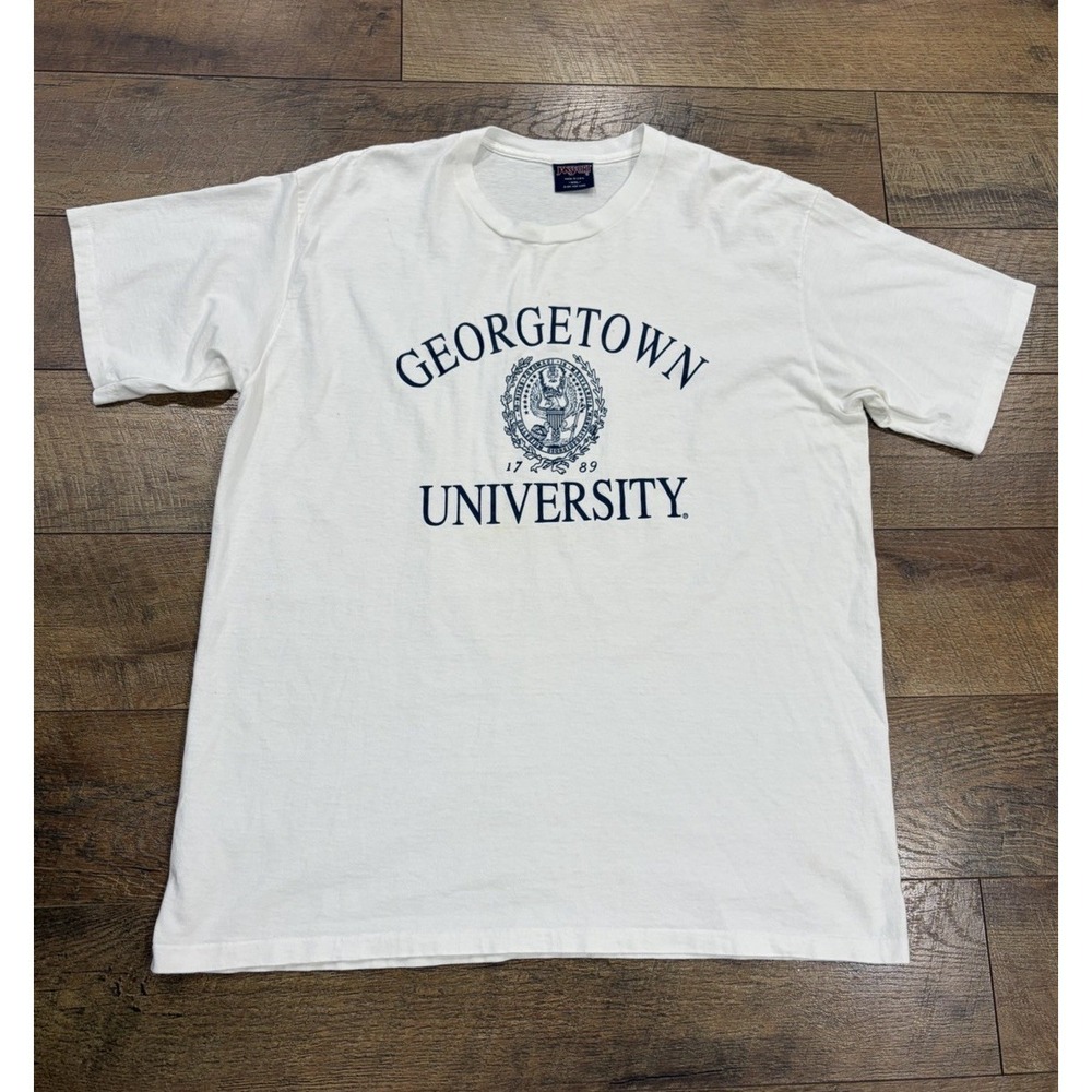 Vintage 90s Georgetown University Collegiate Spellout Tee White XXL Made in USA